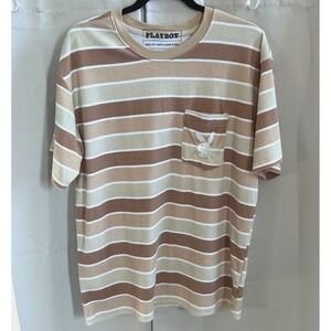 Playboy Pacsun Towel Shirt Large Striped Terry Cloth Retro Embroider Y2K 17505x